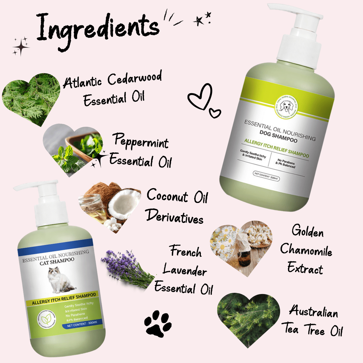 Natural Essential Oil Pet Shampoo - Allergy Itch Relief & Skin Repair for Dogs & Cats | Pawra Pet Care Pet Grooming Supplies