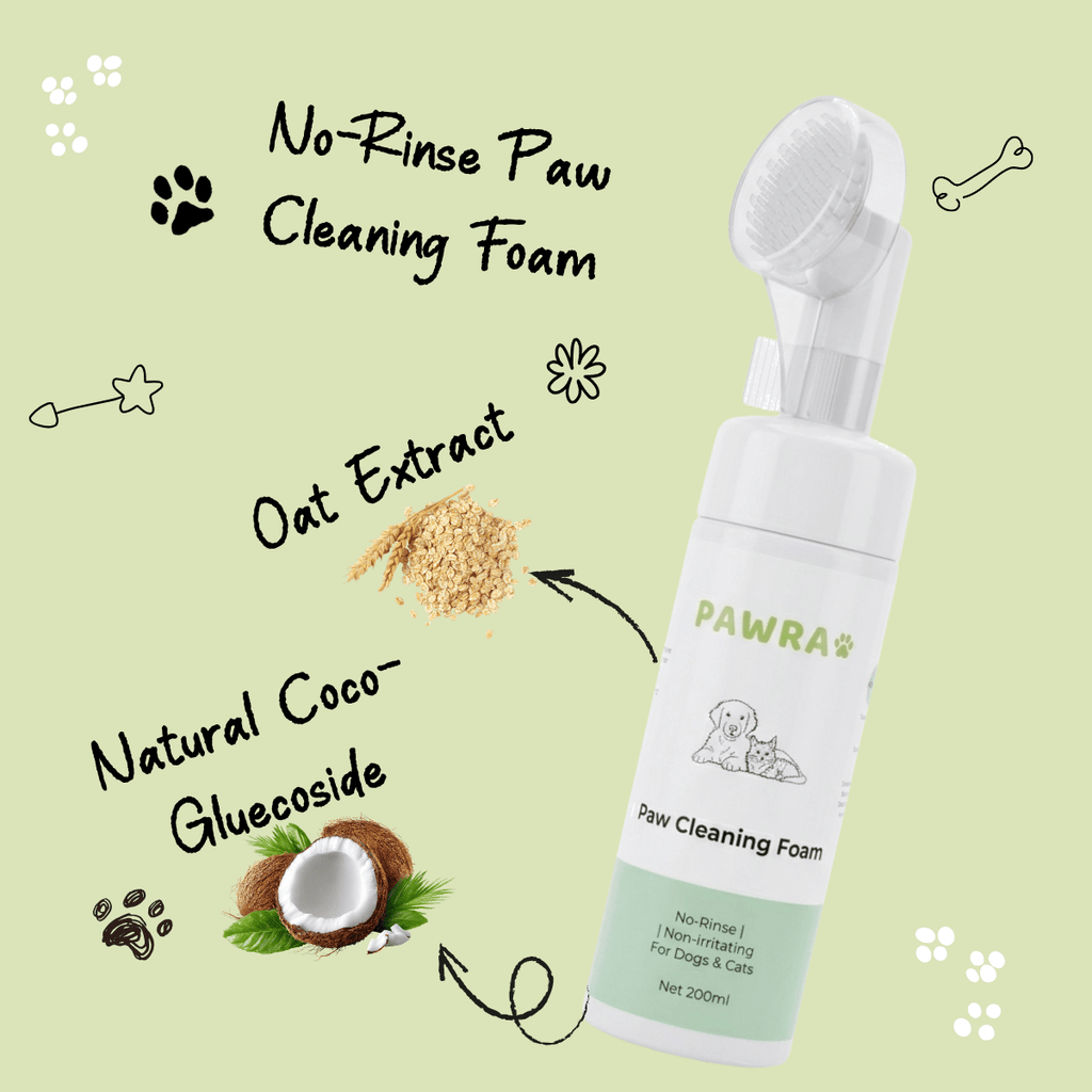 No - Rinse Pet Paw Cleaning Foam - Built - in Brush | Safe & Gentle for Dogs & Cats | Pawra Pet Care Pet Grooming Supplies