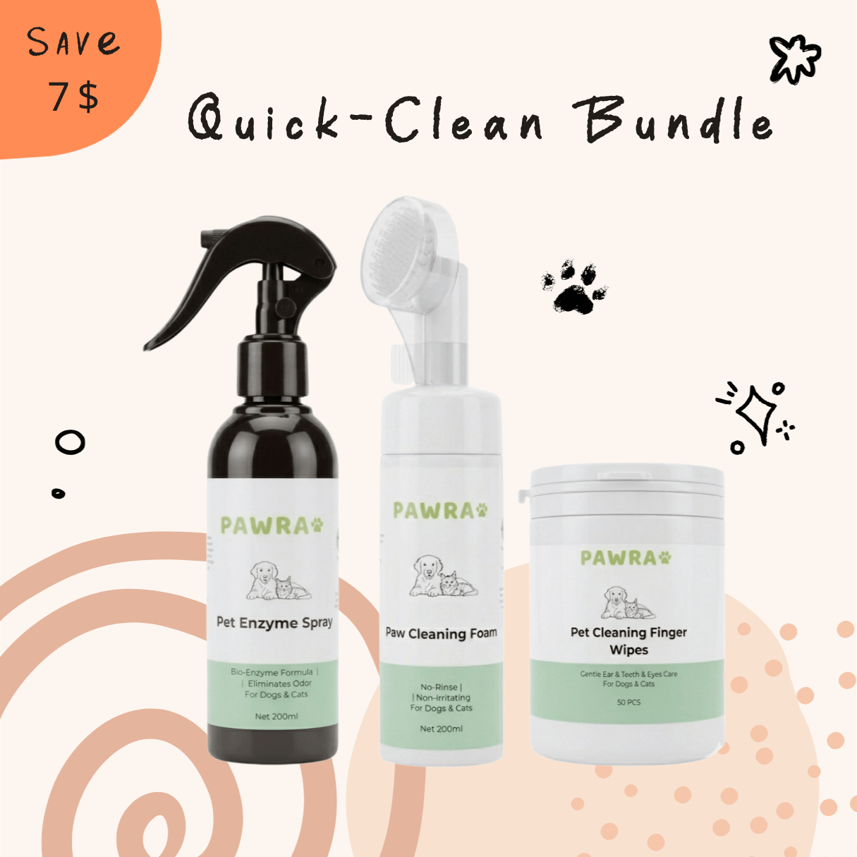 Pawra Quick - Clean Bundle for Dogs & Cats | Pawra Pet Care Pet Grooming Supplies
